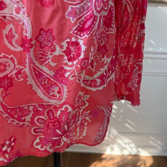 Talbots Whisper Weight Cotton Batik Print Tunic Pink Salmon L - Picture 4 of 6